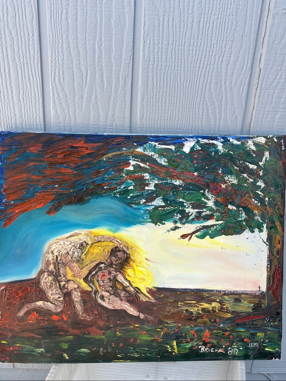 Abstract Angel Scene Wall Art - Multicolor Vintage Oil Painting